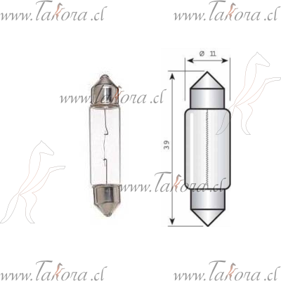 Repuestos de autos: Ampolleta, Tipo Fusible, 12 Volts, 5W Modelo 11 X ...
Nro. de Referencia: 11x39mm-12V/5W