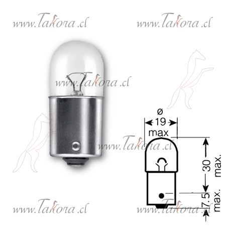 Repuestos de autos: Ampolleta, Globo Chico, 12 Volts, 10W 1Contacto, R...
Nro. de Referencia: 67-12V/10W-RO