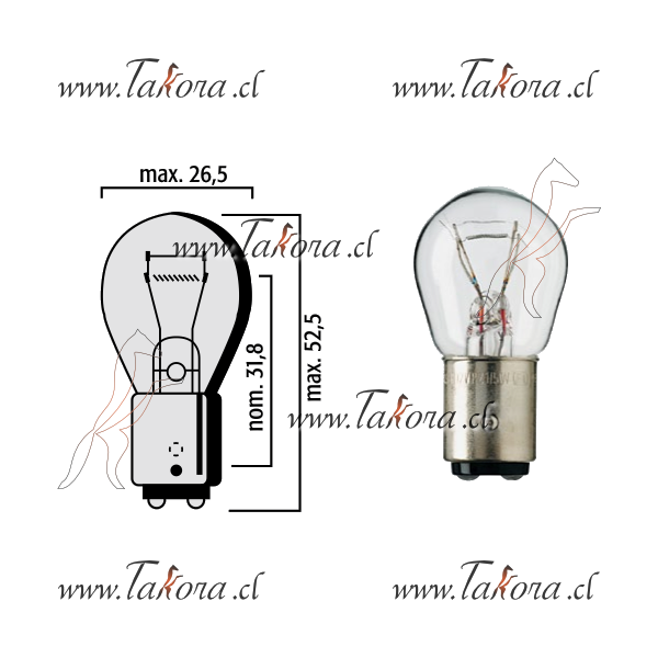 Repuestos de autos: Ampolleta, Patas Disparejas 2Contactos, 12 Volts, ...
Nro. de Referencia: 5229