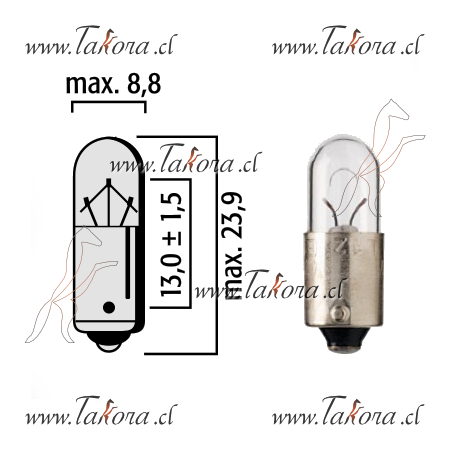 Repuestos de autos: Ampolleta, Instrumento/Tablero 1Contacto, 12 Volts...
Nro. de Referencia: 4088