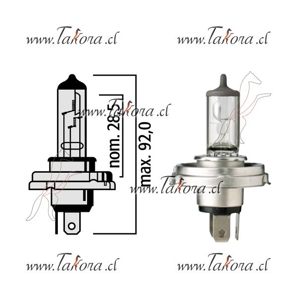 Repuestos de autos: Ampolleta, Halogena H4, 12 Volts, 60/55W Modelo P4...
Nro. de Referencia: 625545