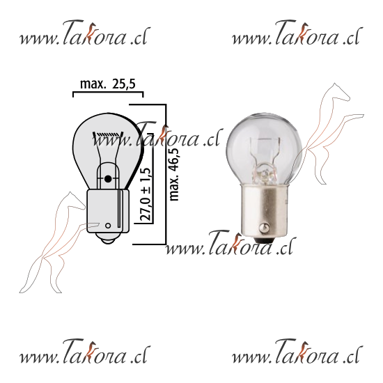 Repuestos de autos: Ampolleta, Patas Parejas 1Contacto, 12 Volts, 18W ...
Nro. de Referencia: 4671