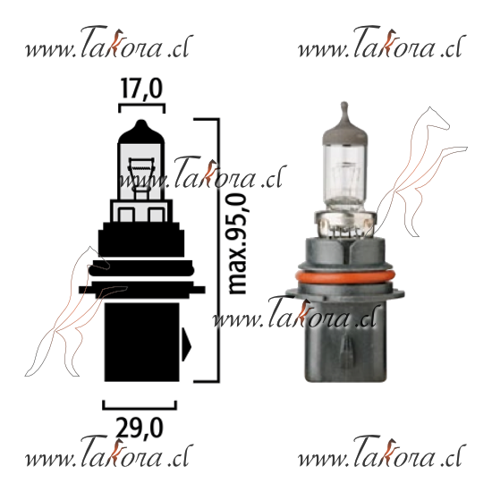 Repuestos de autos: Ampolleta, Halogena 9004/Hb1 12V 100/80W Base P29T...
Nro. de Referencia: 9004/9104