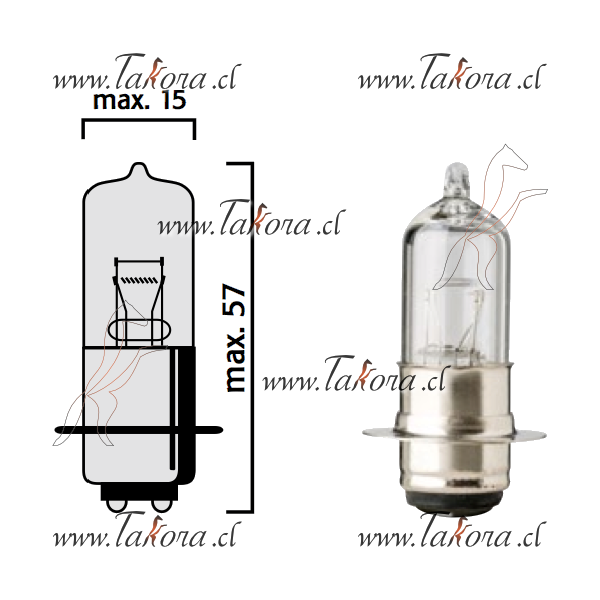 Repuestos de autos: Ampolleta, Halogena Motocicleta 12V 35/35W Base P1...
Nro. de Referencia: 2351/MOTO