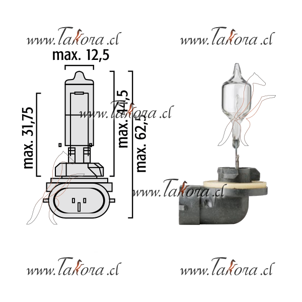 Repuestos de autos: Ampolleta, Halogena, 894 12 Volts, 37,5 Watts,  (F...
Nro. de Referencia: 894