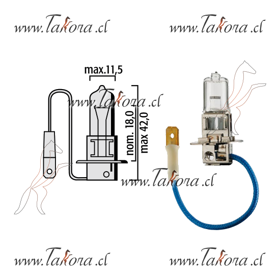 Repuestos de autos: Ampolleta, halogena  H3 24 volts, 70 watts, PK22s...
Nro. de Referencia: 3324