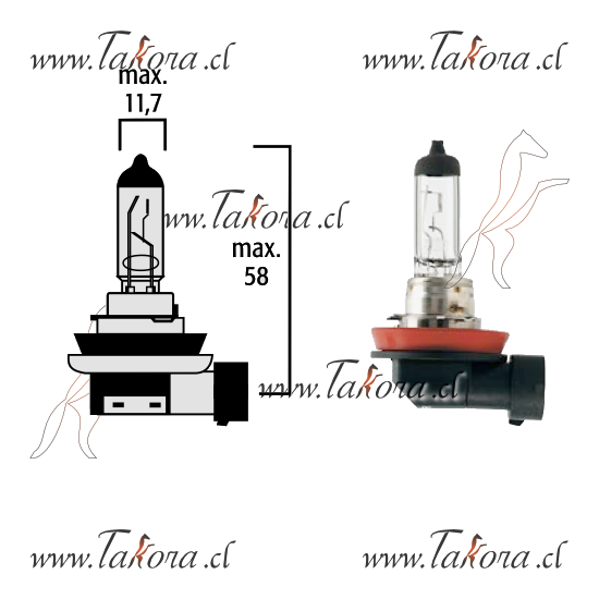 Repuestos de autos: Ampolleta, Halogena, H8, 12Volts, 35Watts, BASE PG...
Nro. de Referencia: 2080