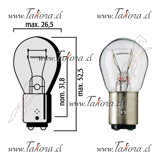 Repuestos de autos: Ampolleta, 24 Volts, 21/5 Watts, Ambar Mod 1034/11...
Nro. de Referencia: 523907