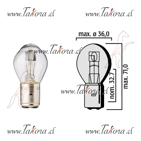 Repuestos de autos: Ampolleta, 12 Volts, 45/40 Watts, ...
Nro. de Referencia: 24540