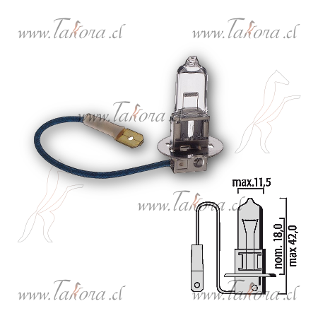 Repuestos de autos: Ampolleta, H3 12 volts, 100 watts, azul...
Nro. de Referencia: 1332033