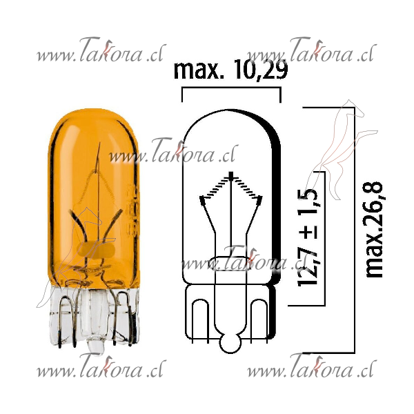 Repuestos de autos: Ampolleta 12Volts, 5Watts, Cola Pescado, Ambar, Ba...
Nro. de Referencia: 429101