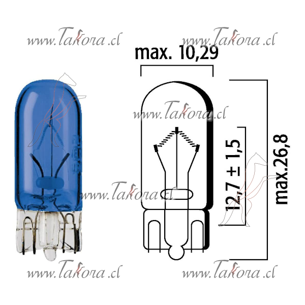 Repuestos de autos: Ampolleta 12Volts, 5Watts, Cola Pescado, Azul, Bas...
Nro. de Referencia: 429133