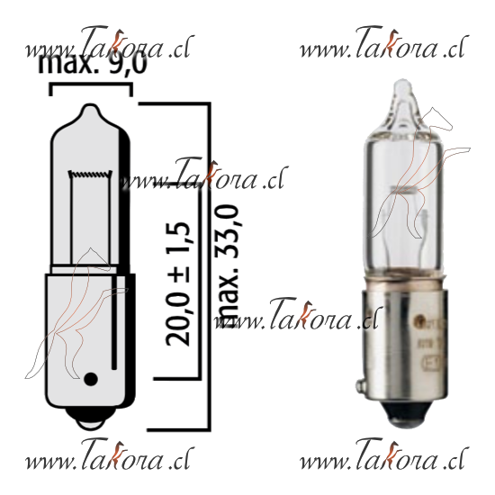 Repuestos de autos: Ampolleta Halogena H21W,  12Volts, 21Watts,  Base ...
Nro. de Referencia: 602101