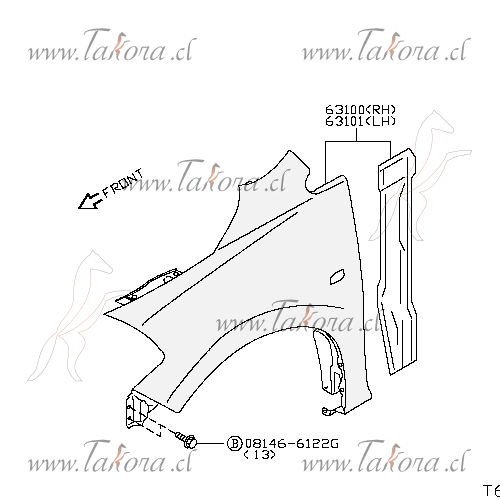 Repuestos de autos: Tapabarro Nissan Tiida 06-10 delantero derecho...
Nro. de Referencia: 63100-ED030