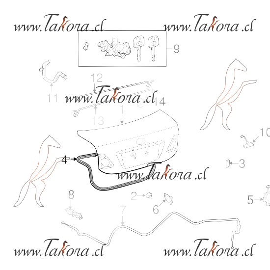 Repuestos de autos: Goma de la Tapa del Maletero/Maleta  Toyota Coroll...
Nro. de Referencia: 64461-12570