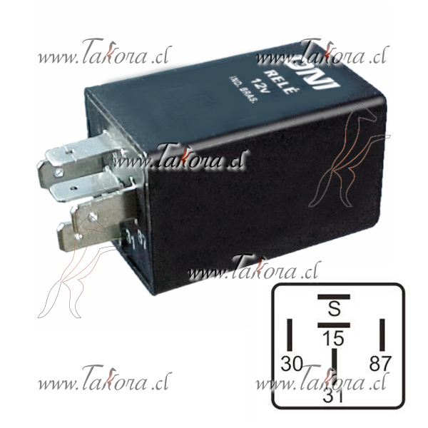 Repuestos de autos: Relay (Rele) Temporizador, 12Vlts, Parada, 5Termin...
Nro. de Referencia: DNI-0305-12V