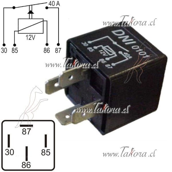 Repuestos de autos: Relay (Rele) Auxiliar, Tipo Original Terminal Bat ...
Nro. de Referencia: DNI-0101-12V