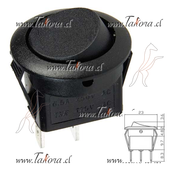 Repuestos de autos: Switch Mini Redondo Negro, 12 Volts, 10 Amperes, 2...
Nro. de Referencia: K720