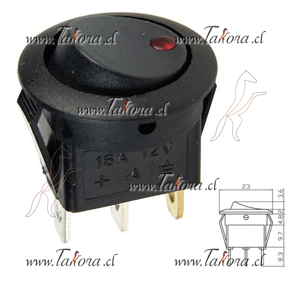 Repuestos de autos: Switch Mini Redondo, con Led, Rojo, 12 Volts, 10 A...
Nro. de Referencia: K734