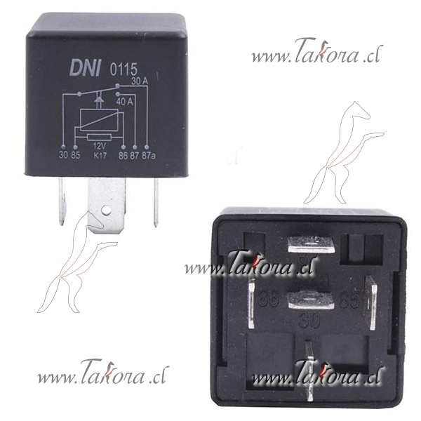 Repuestos de autos: Relay (Rele), 12 Volts, 5 Terminales, Inversor, 40...
Nro. de Referencia: DNI-0115-12V