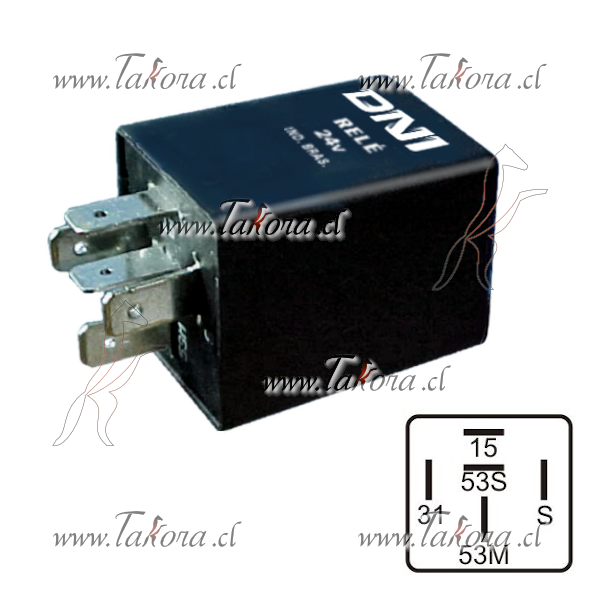 Repuestos de autos: Relay (Rele), Parada 24 Volts, 5 Term- C/ Soporte ...
Nro. de Referencia: DNI-0309-24V