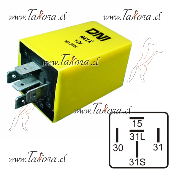 Repuestos de autos: Relay (Rele), Temporizador 12Volts, 5 Term-+/- 8 S...
Nro. de Referencia: DNI-0353-12V