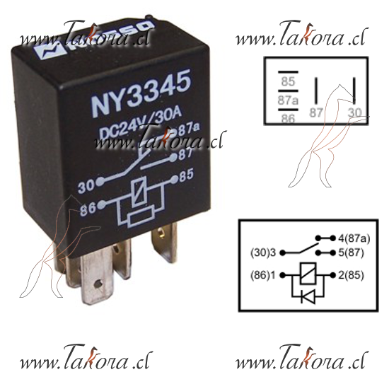 Repuestos de autos: Microrelay (rele), 24V - 5 Terminales, conDiodo, I...
Nro. de Referencia: NY-3345