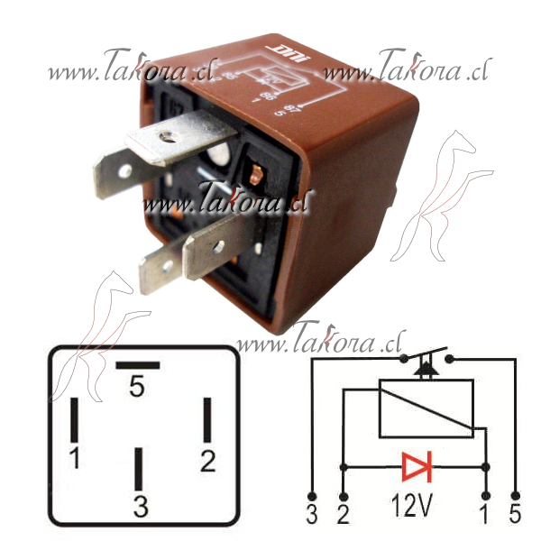 Repuestos de autos: Relay (Reles) Auxiliar 12Volts, 60Amperes, con Dio...
Nro. de Referencia: DNI-8132