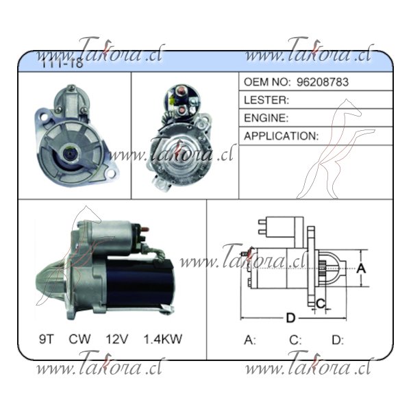 Repuestos de autos: Motor de Partida (Encendido) Daewoo, 12Volts, 1.4K...
Nro. de Referencia: 96208783