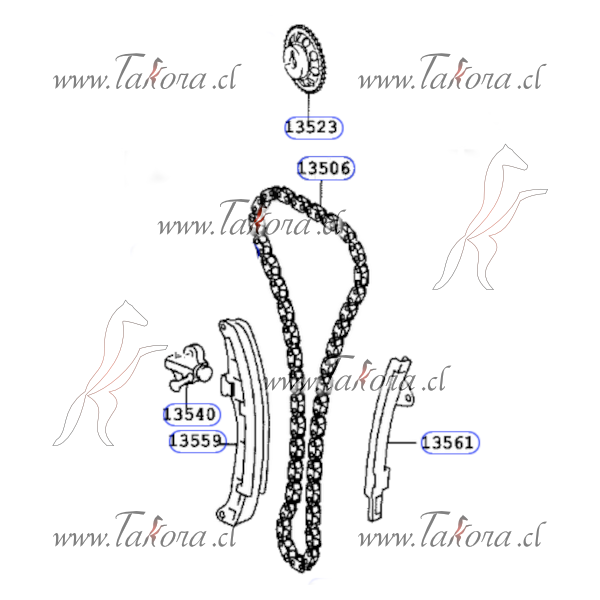 Repuestos de autos: Kit de Distribucion, 5 Piezas, Cadena 124 Eslabone...
Nro. de Referencia: T027B