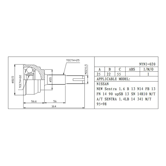 Repuestos de autos: Homocinetica, Nissan B13 V16, 91-94, Japones, Dien...
Nro. de Referencia: NI-020