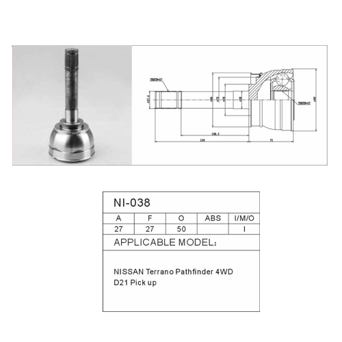 Repuestos de autos: Homocinetica lado rueda, Dientes exteriores 27, Di...
Nro. de Referencia: 39211-78G00