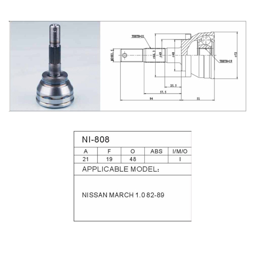 Repuestos de autos: Homocinetica lado rueda, Nissan March 82-98, Dient...
Nro. de Referencia: NI-808