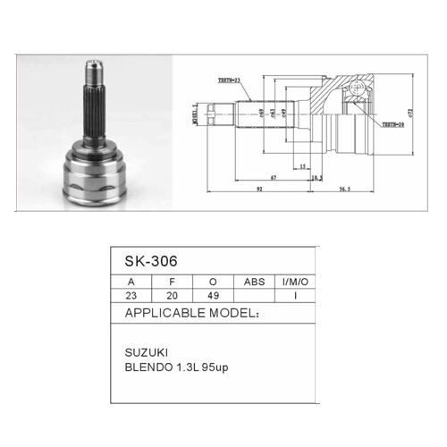 Repuestos de autos: Homocinetica exterior Derecha/ izquierda, Suzuki A...
Nro. de Referencia: SK-306