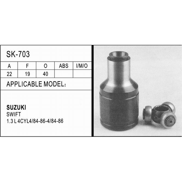 Repuestos de autos: Homocinetica Lado Caja, Derecha / Izquierda, Dient...
Nro. de Referencia: SK-703