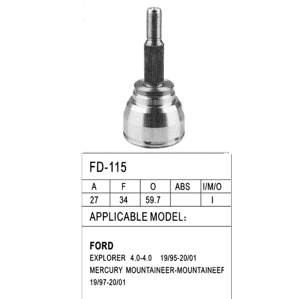 Repuestos de autos: Homocinetica Ford Explorer 95- , Dientes Exteriore...
Nro. de Referencia: FD-115