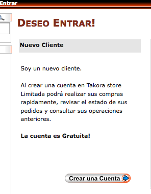 Ingreso o creación de una Cuenta Cliente